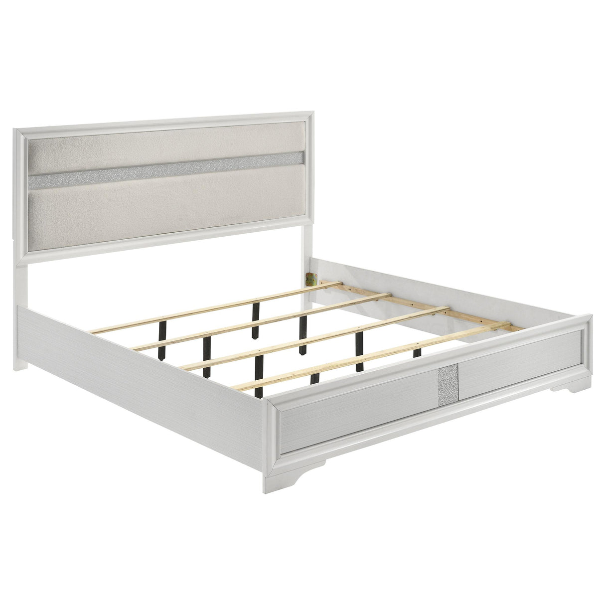 Coaster Furniture Miranda 205110KW 54-inch Upholstered California King Panel Bed - White IMAGE 1