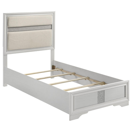  Coaster Furniture Miranda 205110T 54-inch Upholstered Twin Panel Bed - White IMAGE 1
