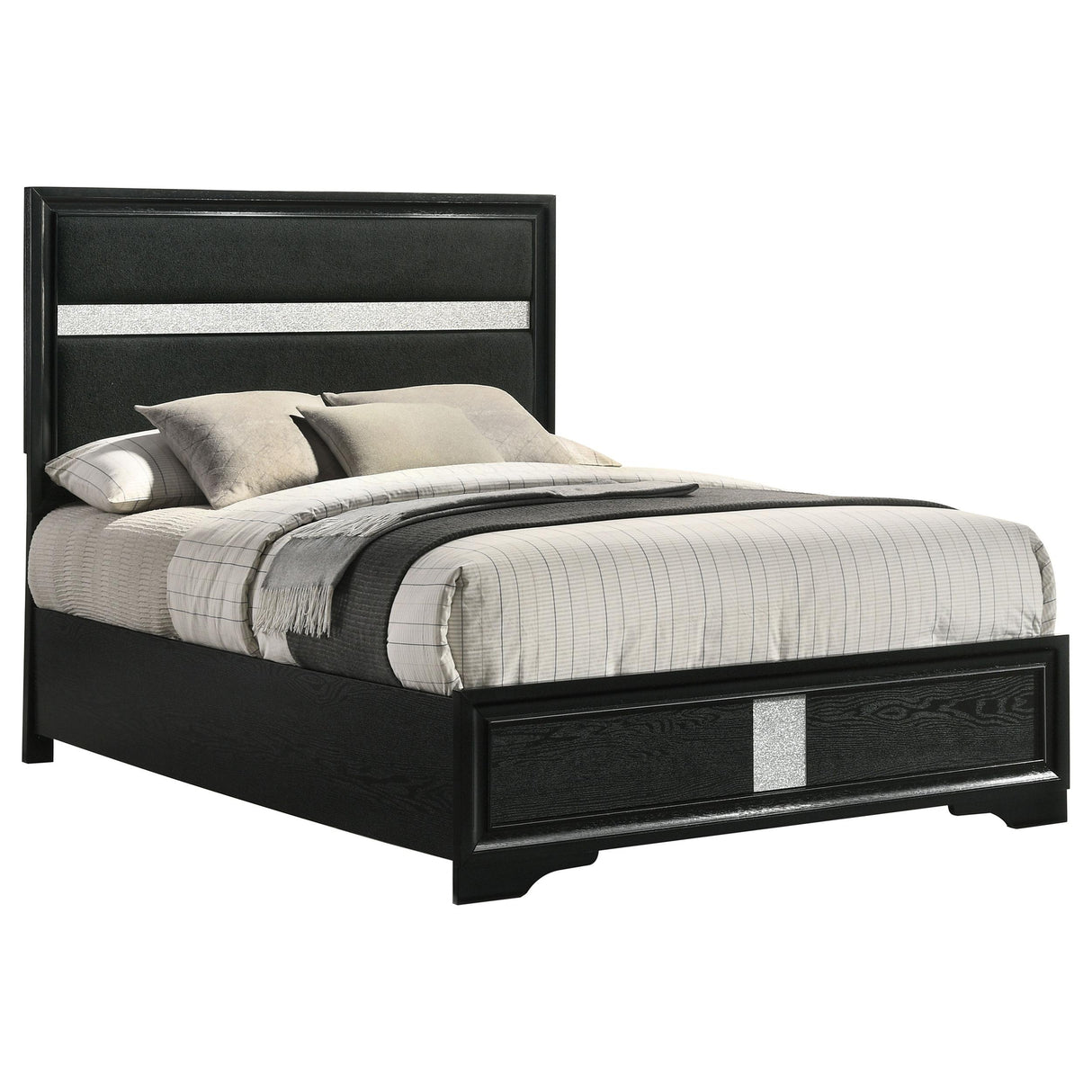  Coaster Furniture Miranda 206360F 54-inch Upholstered Full Panel Bed - Black IMAGE 3