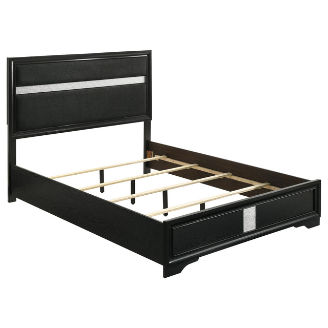  Coaster Furniture Miranda 206360KE 54-inch Upholstered Eastern King Panel Bed - Black IMAGE 1
