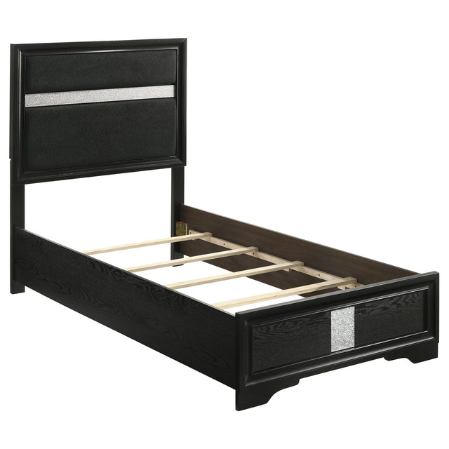  Coaster Furniture Miranda 206360T 54-inch Upholstered Twin Panel Bed - Black IMAGE 1
