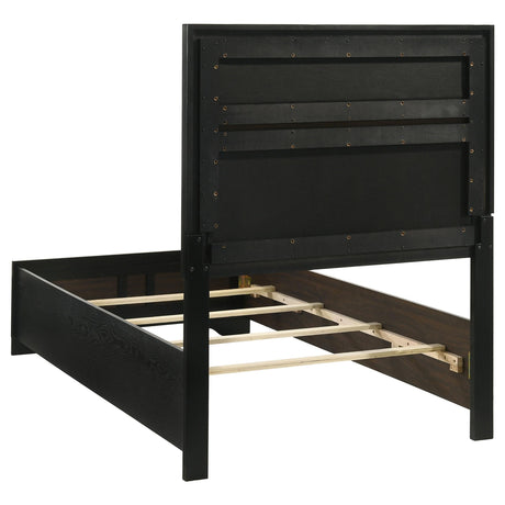  Coaster Furniture Miranda 206360T 54-inch Upholstered Twin Panel Bed - Black IMAGE 4