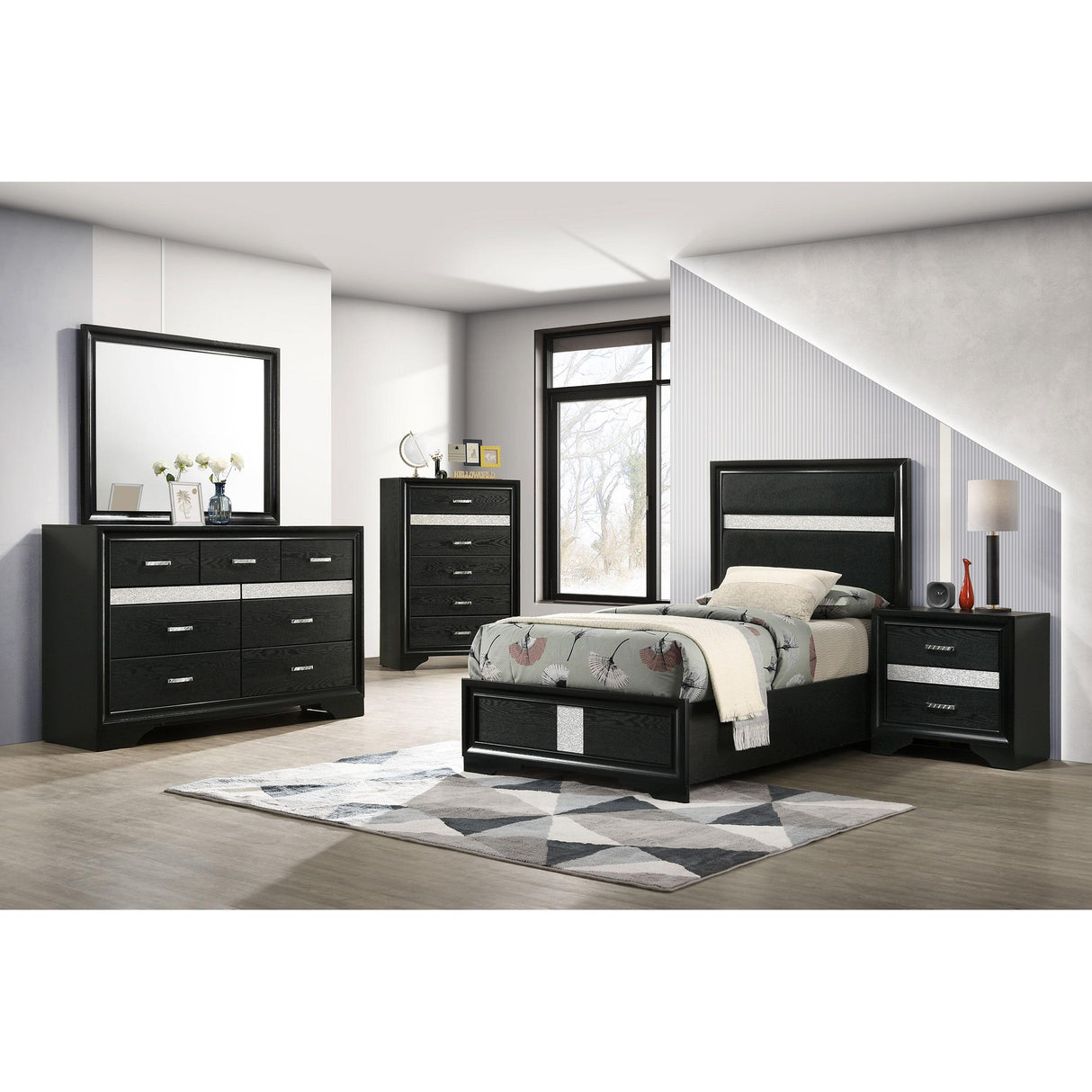  Coaster Furniture Miranda 206360T 54-inch Upholstered Twin Panel Bed - Black IMAGE 5