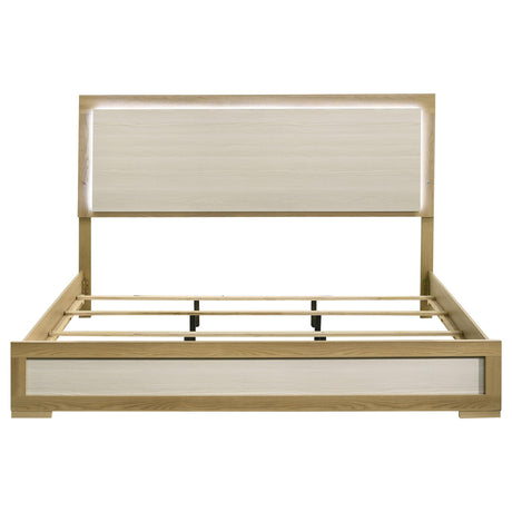  Coaster Furniture Hyland 215651KE Eastern King Panel Bed LED Headboard - Natural IMAGE 4