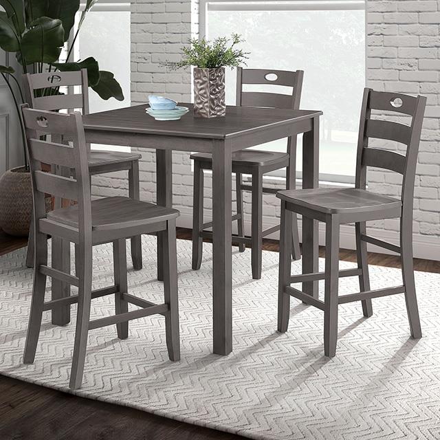  Furniture of America Lubbock FM3419GY-PT-5PK 6 pc Counter Height Table Set IMAGE 1