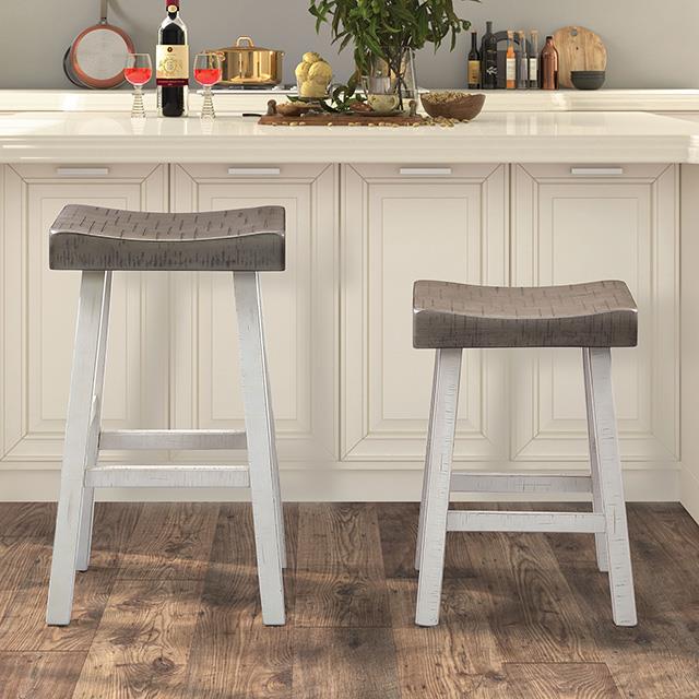  Furniture of America Biasca FM-BR3001WH-24-2PK 24" Stool IMAGE 2