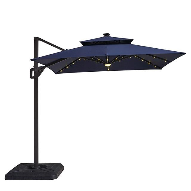  Furniture of America Xico LA-A030TL+BASE 8 Ft Square Umbrella w/ Double Top w/ LED Light + 37" Large Base IMAGE 1