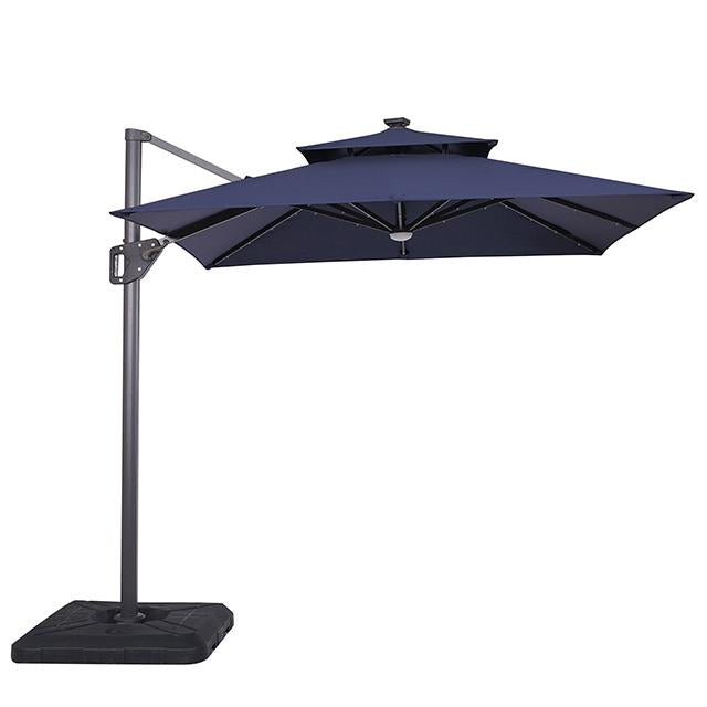  Furniture of America Xico LA-A030TL+BASE 8 Ft Square Umbrella w/ Double Top w/ LED Light + 37" Large Base IMAGE 2