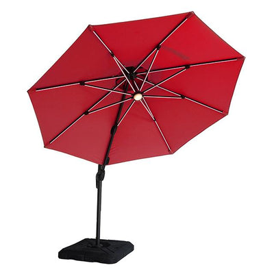  Furniture of America Fera LA-A032RD+BASE 10 Ft Round Umbrella w/ LED Bulb + 37" Large Base IMAGE 1