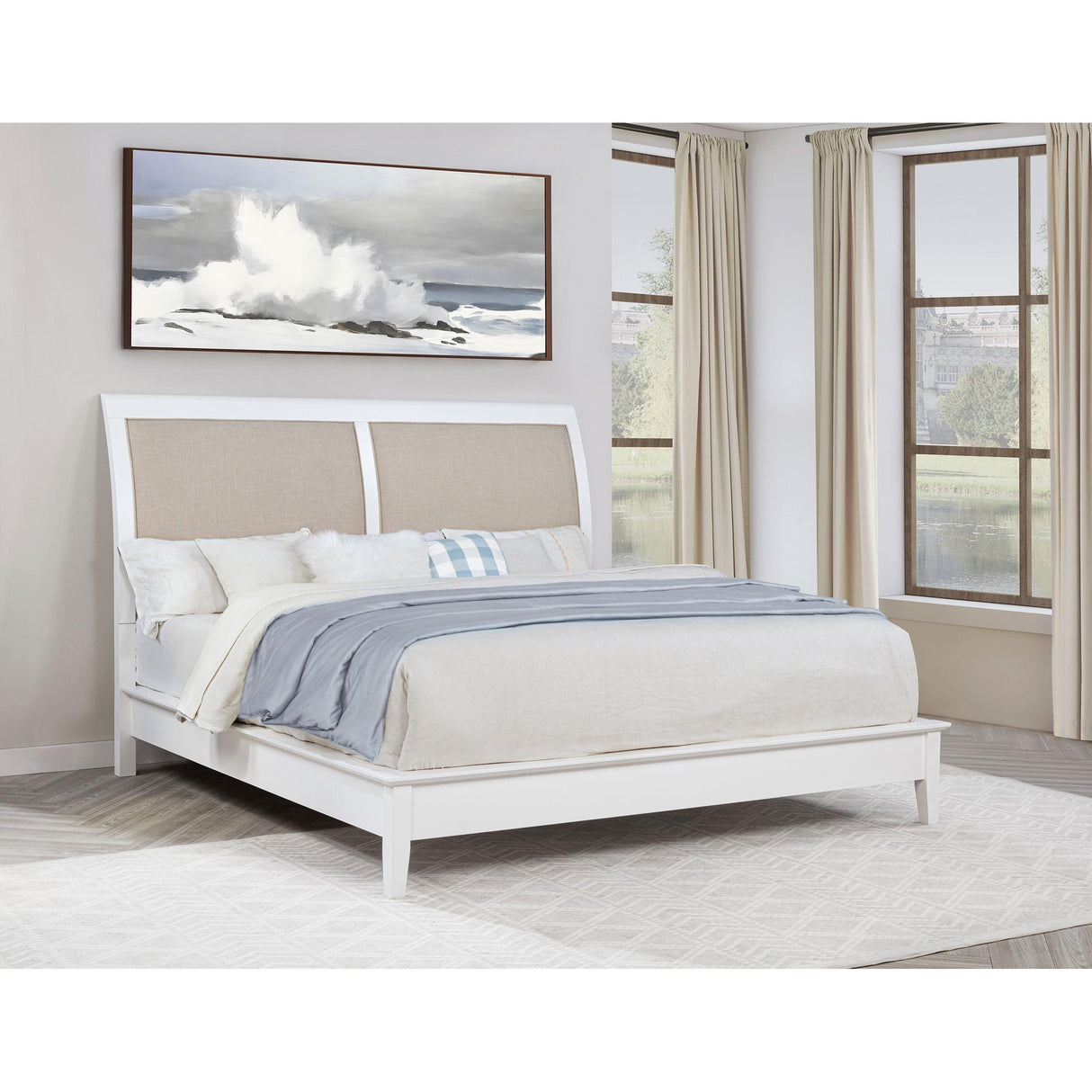  Coaster Furniture Bexhill 223471Q 56-inch Upholstered Queen Panel Bed - White IMAGE 6