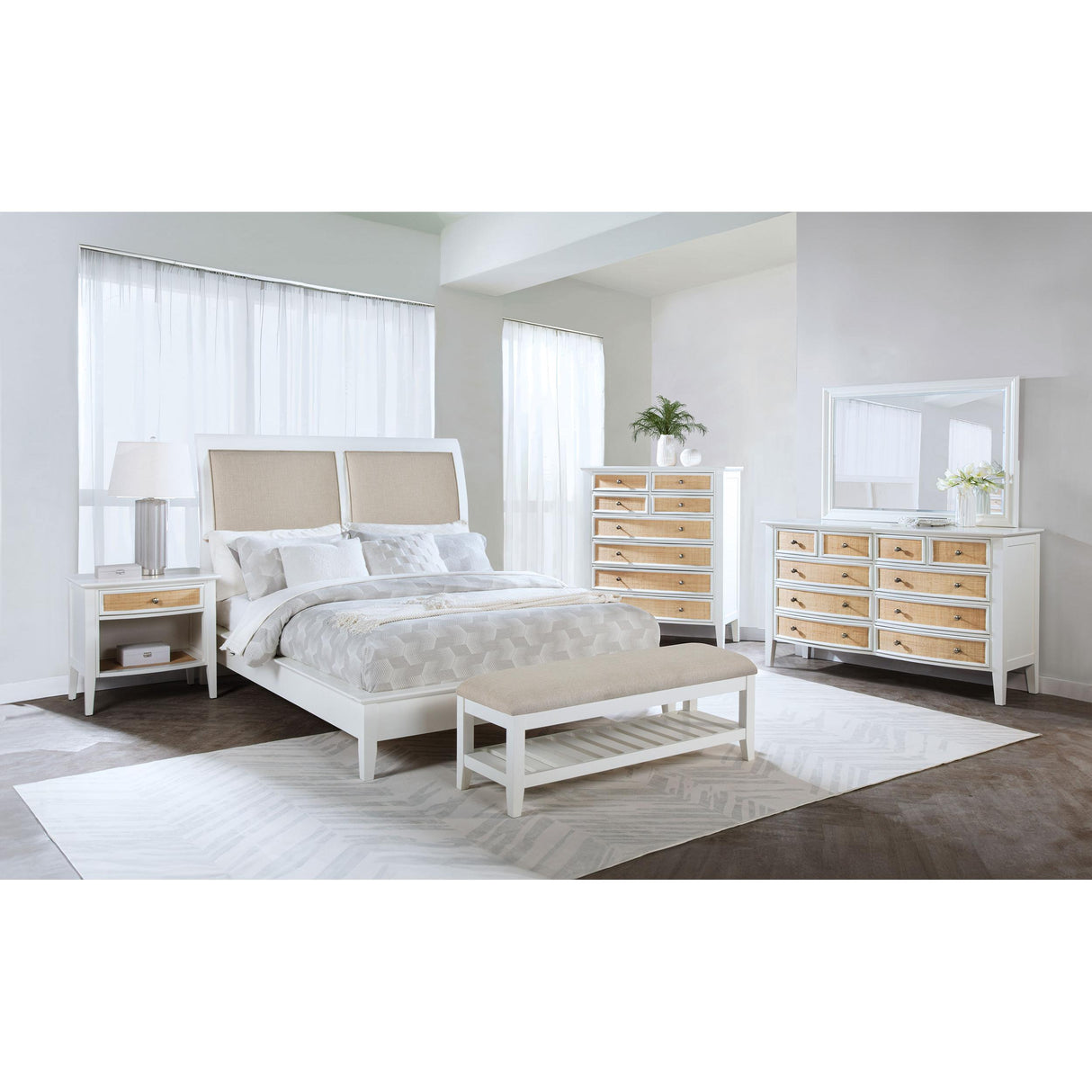  Coaster Furniture Bexhill 223471Q 56-inch Upholstered Queen Panel Bed - White IMAGE 7