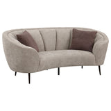 Coaster Furniture Ellorie 504838 Upholstered Channel Back Curved Loveseat - Beige IMAGE 1