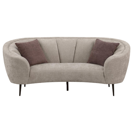  Coaster Furniture Ellorie 504838 Upholstered Channel Back Curved Loveseat - Beige IMAGE 2