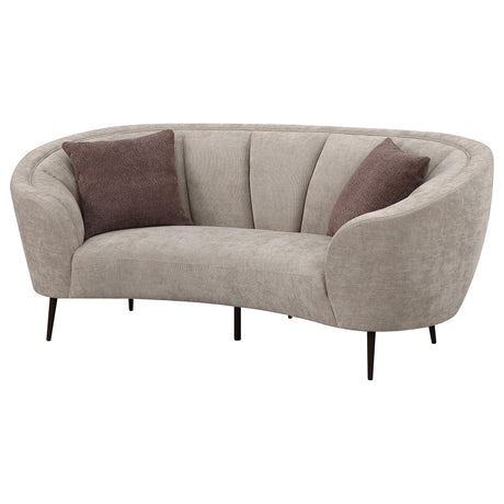  Coaster Furniture Ellorie 504838 Upholstered Channel Back Curved Loveseat - Beige IMAGE 3