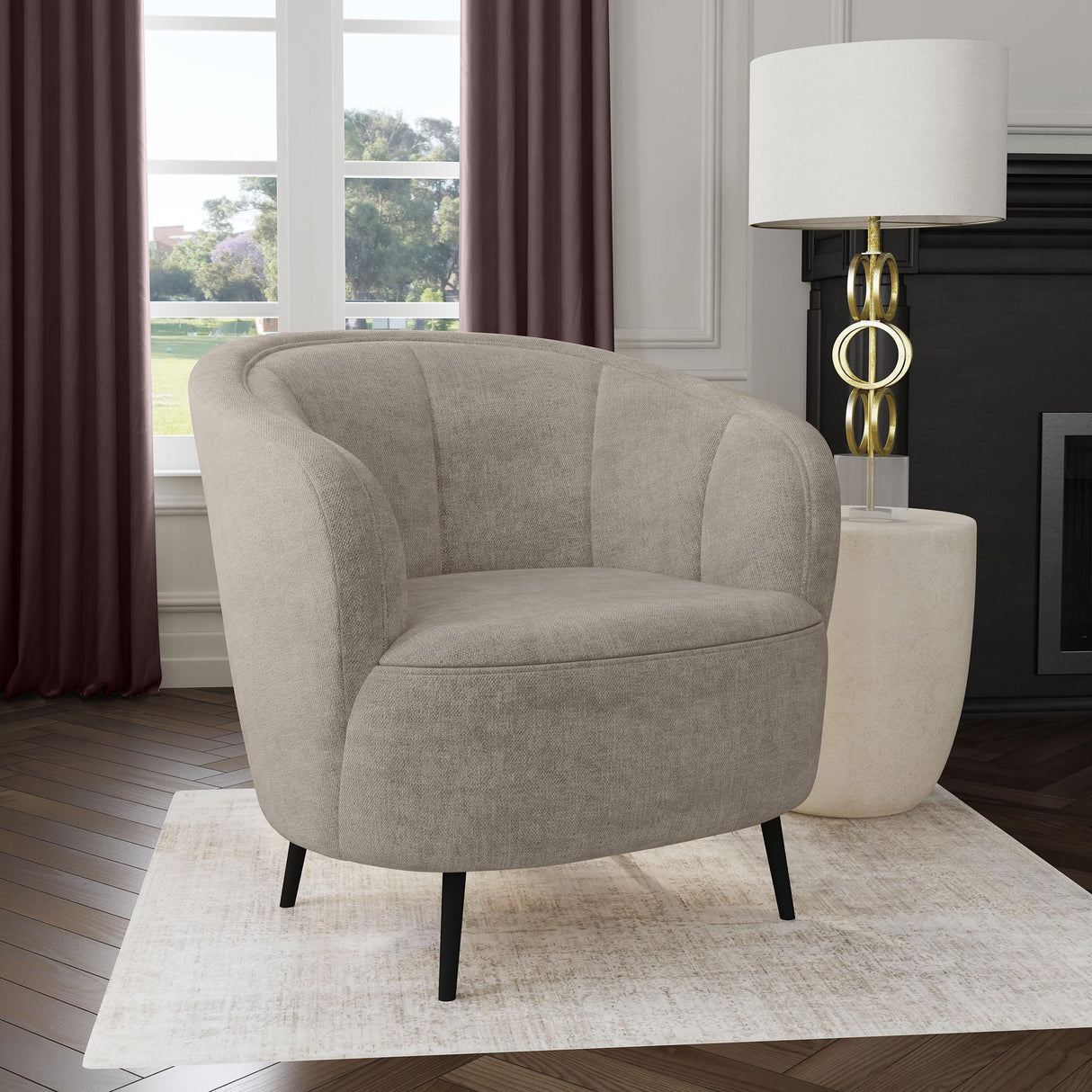  Coaster Furniture Ellorie 504839 Upholstered Channel Back Curved Chair - Beige IMAGE 9