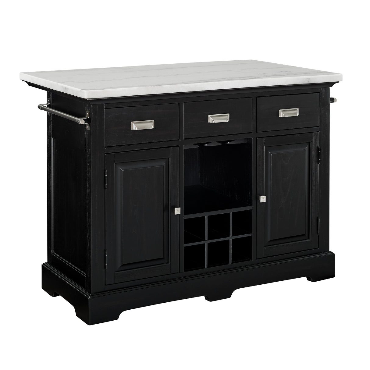  Steve Silver Furniture Aspen AS380CKT White Marble Kitchen Tbl IMAGE 2