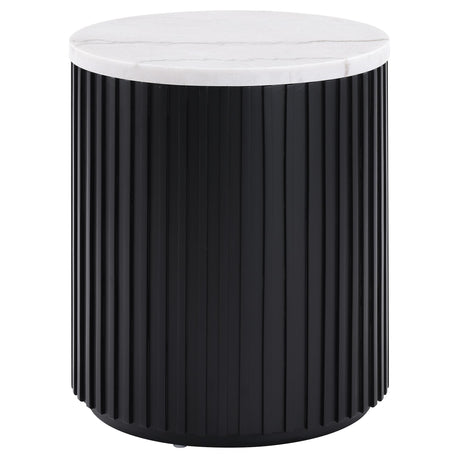  Steve Silver Furniture Colvin COL100KWME Black Marble End Table IMAGE 1