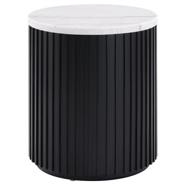  Steve Silver Furniture Colvin COL100KWME Black Marble End Table IMAGE 1