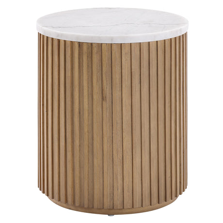  Steve Silver Furniture Colvin COL100NWME Brown Marble End Table IMAGE 1