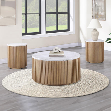  Steve Silver Furniture Colvin COL100NWME Brown Marble End Table IMAGE 4
