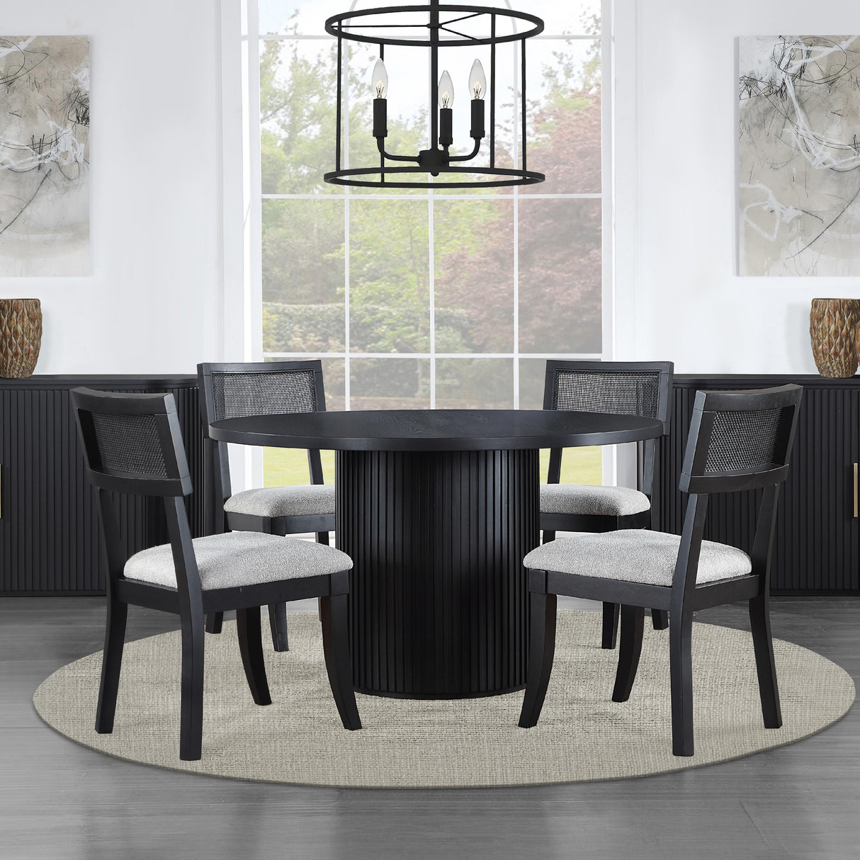  Steve Silver Furniture Colvin COL500K-TTTB 52" Round Dining Table, Black IMAGE 6