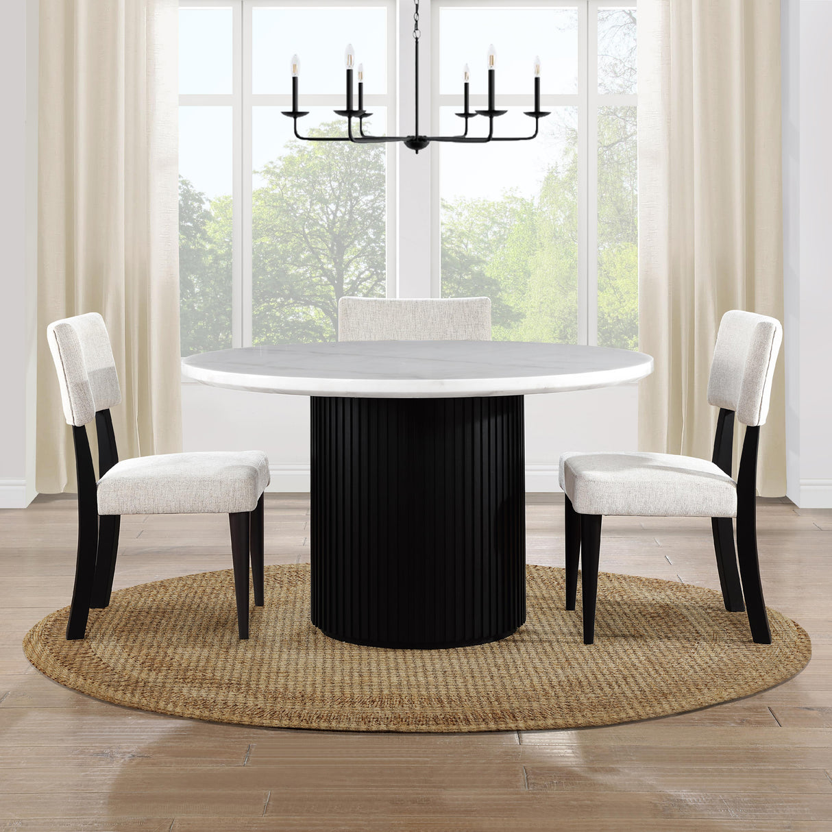  Steve Silver Furniture Colvin COL500KW-MTTB 52" Rnd White Marble Dining Table IMAGE 6