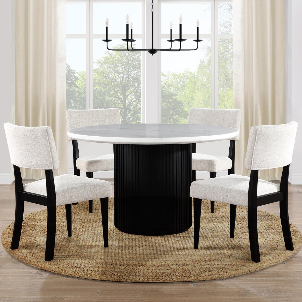  Steve Silver Furniture Colvin COL500KW-MTTB 52" Rnd White Marble Dining Table IMAGE 7