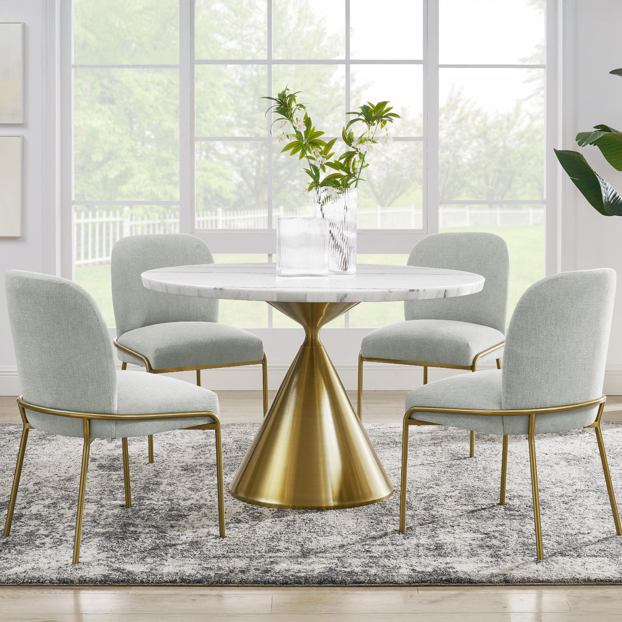  Steve Silver Furniture Conrad CD480-DTB-WGD Gold Base Dining Table IMAGE 6