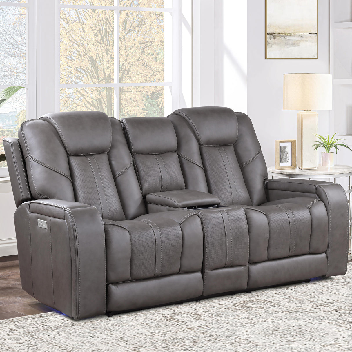  Steve Silver Furniture Daniel DAE800L Triple Pwr Leather Theater Love IMAGE 11