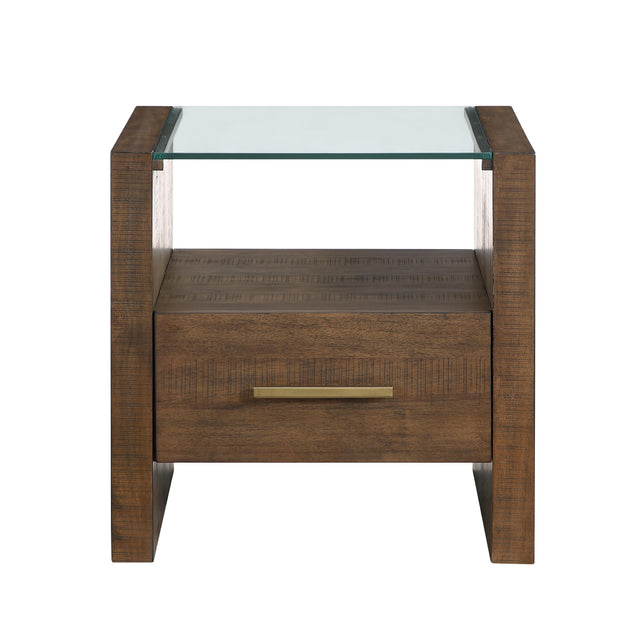  Steve Silver Furniture Garland GA100E Glass Top End Table IMAGE 1