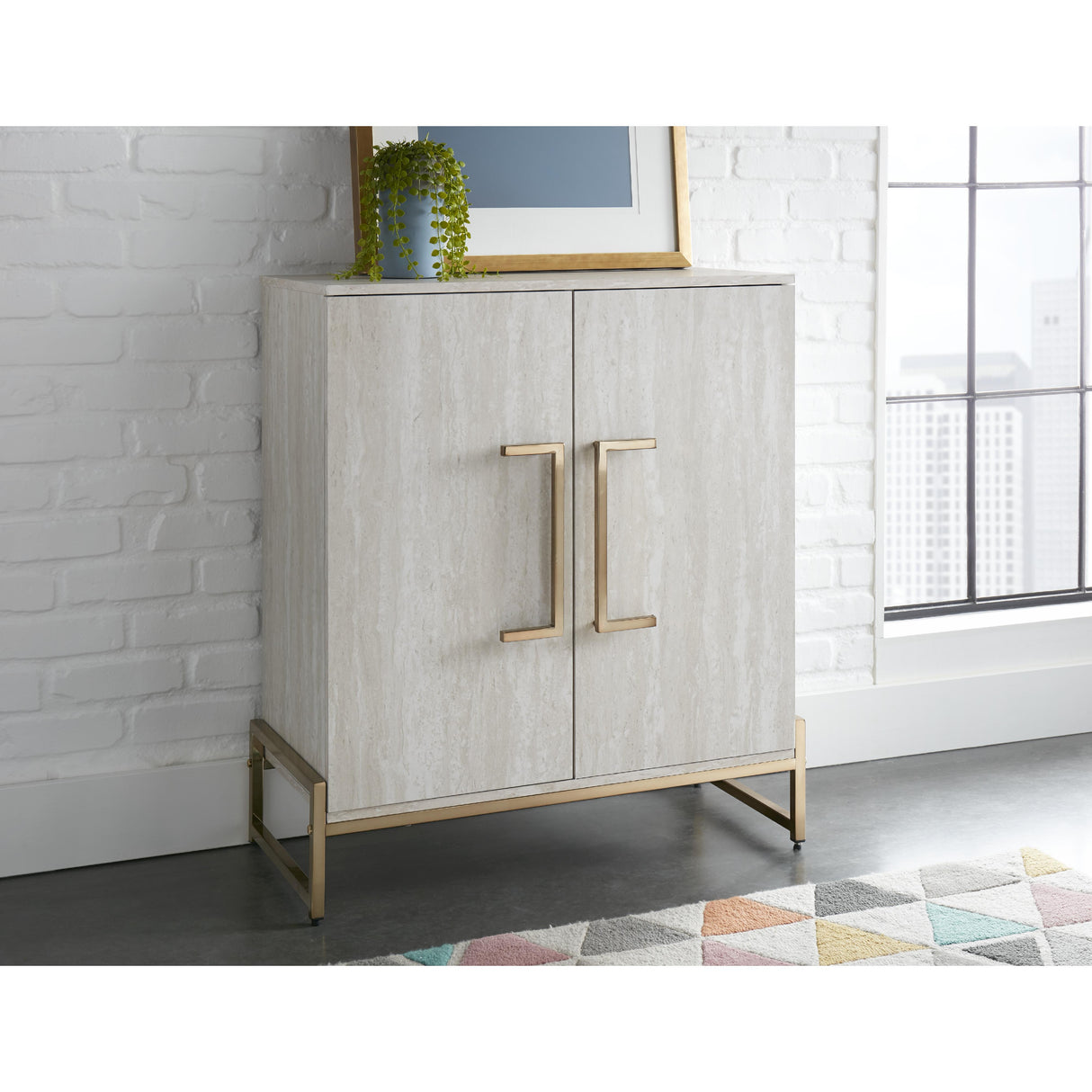  Steve Silver Furniture Larkin LK100SV Faux Marble Wine Cabinet IMAGE 7