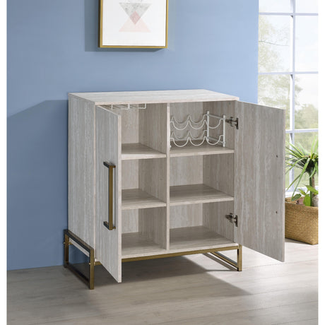  Steve Silver Furniture Larkin LK100SV Faux Marble Wine Cabinet IMAGE 9