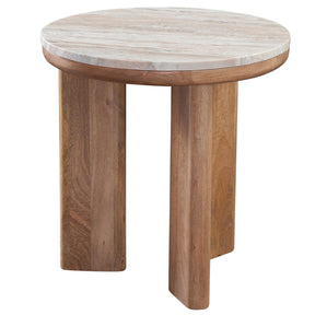  Steve Silver Furniture Sidney SD200NHRE Brown Marble Top Round End Table IMAGE 1