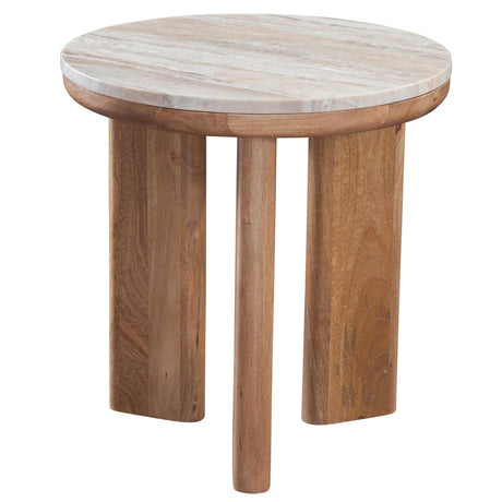  Steve Silver Furniture Sidney SD200NHRE Brown Marble Top Round End Table IMAGE 2
