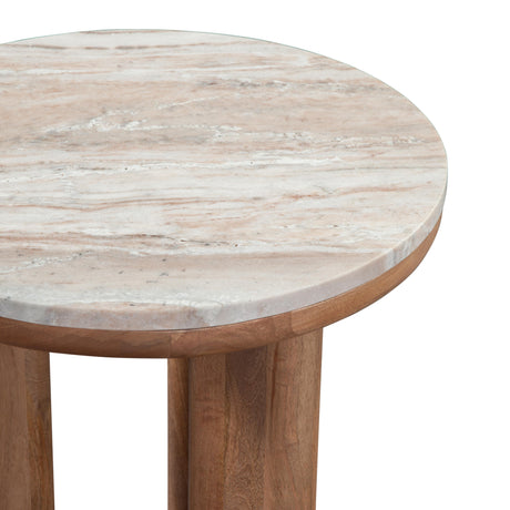  Steve Silver Furniture Sidney SD200NHRE Brown Marble Top Round End Table IMAGE 4