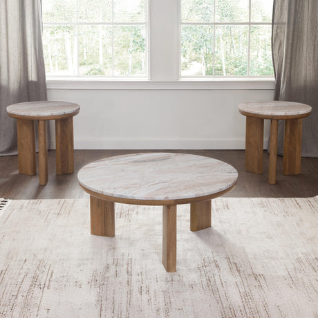  Steve Silver Furniture Sidney SD200NHRE Brown Marble Top Round End Table IMAGE 6
