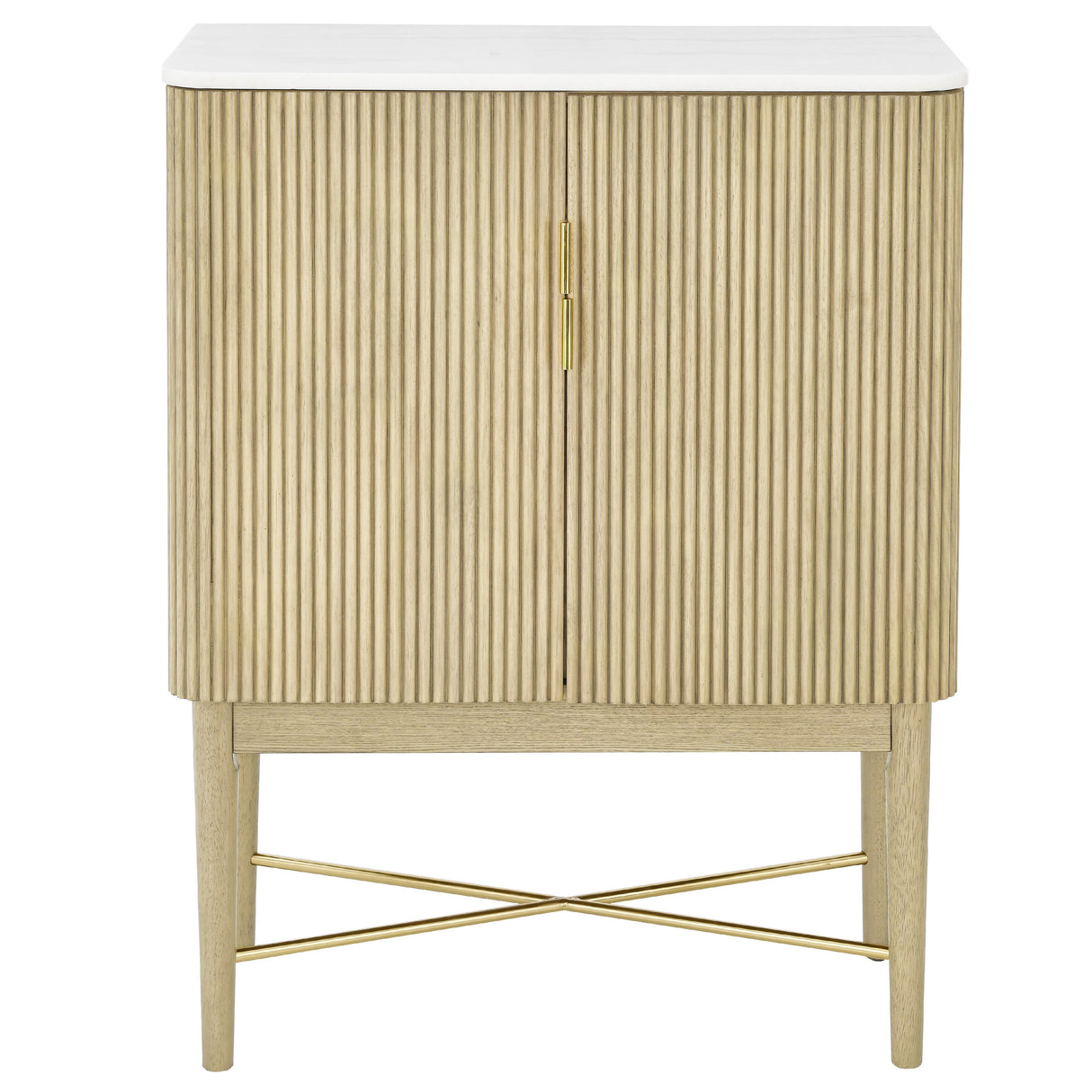  Steve Silver Furniture Vida VD500WWC White Marble Top Wine Cabinet IMAGE 1