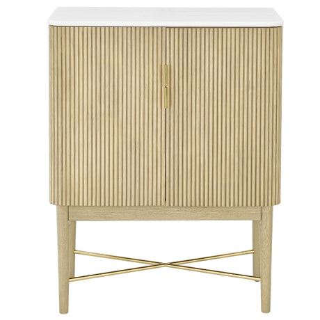  Steve Silver Furniture Vida VD500WWC White Marble Top Wine Cabinet IMAGE 1