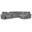  Signature Design by Ashley Modmax 65906S28 6 pc Reclining Sectional with Chaise and Audio Console IMAGE 1