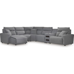  Signature Design by Ashley Modmax 65906S29 6 pc Reclining Sectional with Chaise and Audio Console IMAGE 1