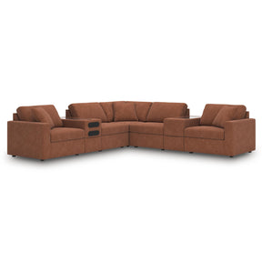  Signature Design by Ashley Modmax 92102S69 7 pc Balanced Sectional with Audio and Storage Consoles IMAGE 1