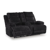 Signature Design by Ashley Rhine Falls PC4280596 Double Reclining Power Loveseat with Console IMAGE 1