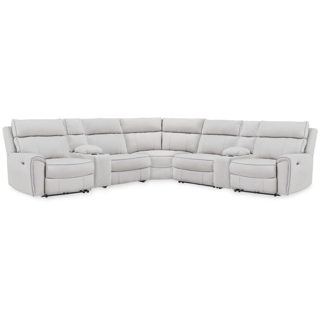  Signature Design by Ashley Social Pointe PC98802S34 7 pc Reclining Sectional with Storage Consoles IMAGE 1