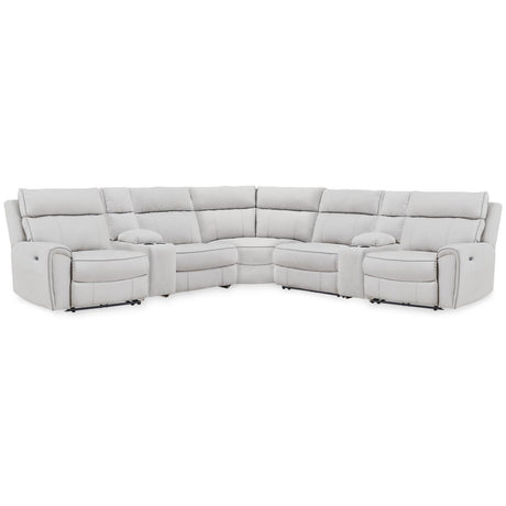  Signature Design by Ashley Social Pointe PC98802S34 7 pc Reclining Sectional with Storage Consoles IMAGE 1