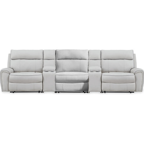  Signature Design by Ashley Social Pointe PC98802S39 5 pc Reclining Sectional with Storage Consoles IMAGE 1