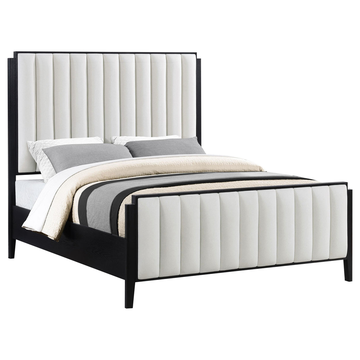  Coaster Furniture Brookmead 224710Q 60-inch Upholstered Queen Bed - Black IMAGE 2