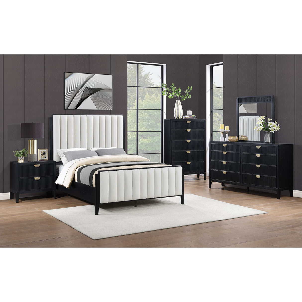  Coaster Furniture Brookmead 224710KW 60-inch Upholstered California King Bed - Black IMAGE 5