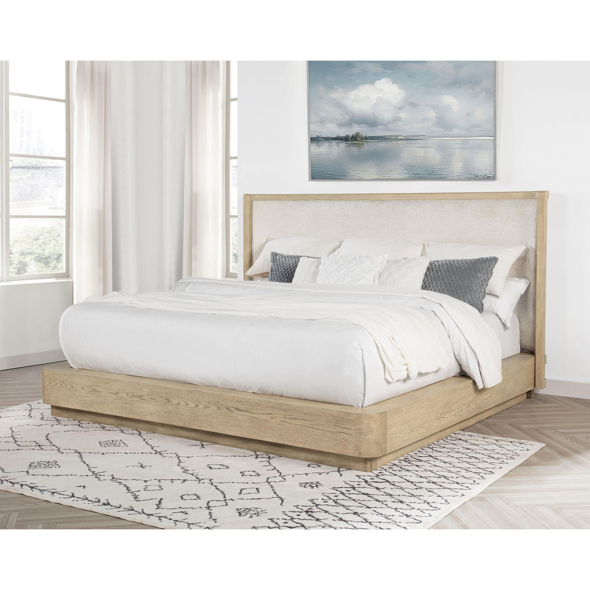  Coaster Furniture Kailani 225041Q 49-inch Queen Wingback Bed - Beige Oak IMAGE 4