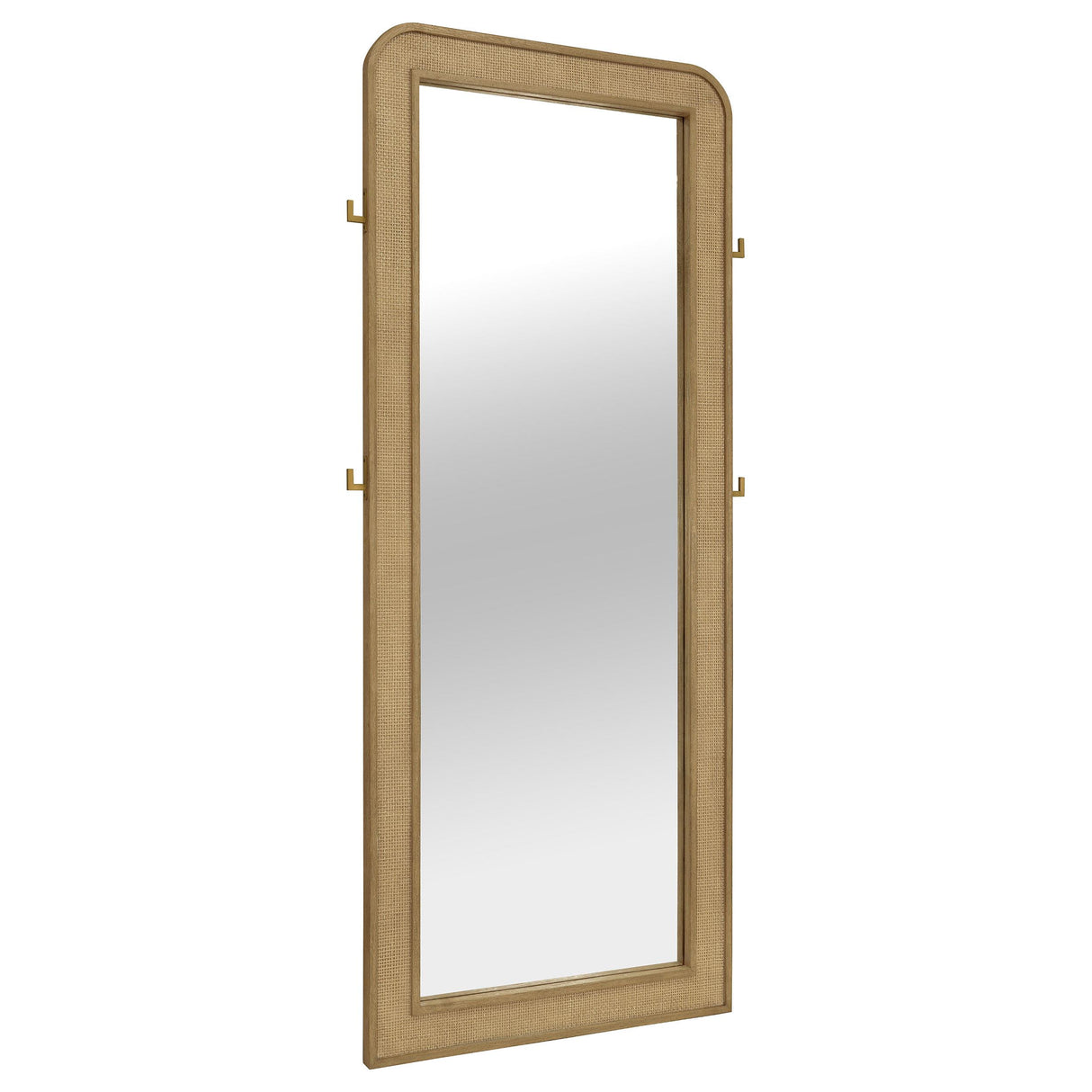  Coaster Furniture Arini 224309 Cane Weave Full Length Standing Floor Mirror - Sand Wash IMAGE 1