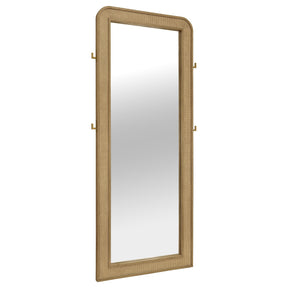 Coaster Furniture Arini 224309 Cane Weave Full Length Standing Floor Mirror - Sand Wash IMAGE 1